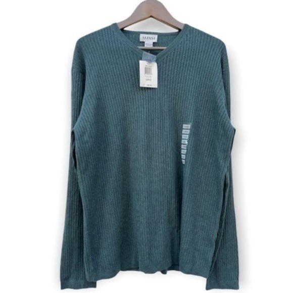 ALFANI Mens Sweater Size Large‎ Long Sleeve Teal Heather NWT - Picture 1 of 9